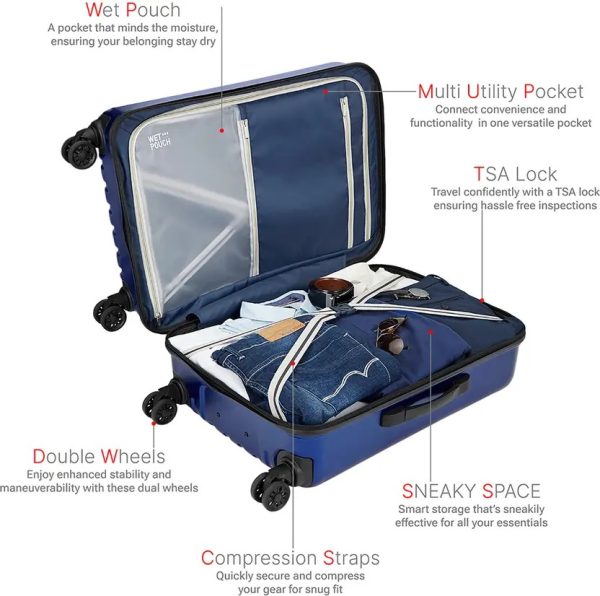 Safari Expedition Large Suitcase Bag – 28 Inch, Hard Shell, 360° Wheels (Navy Blue) - Image 4