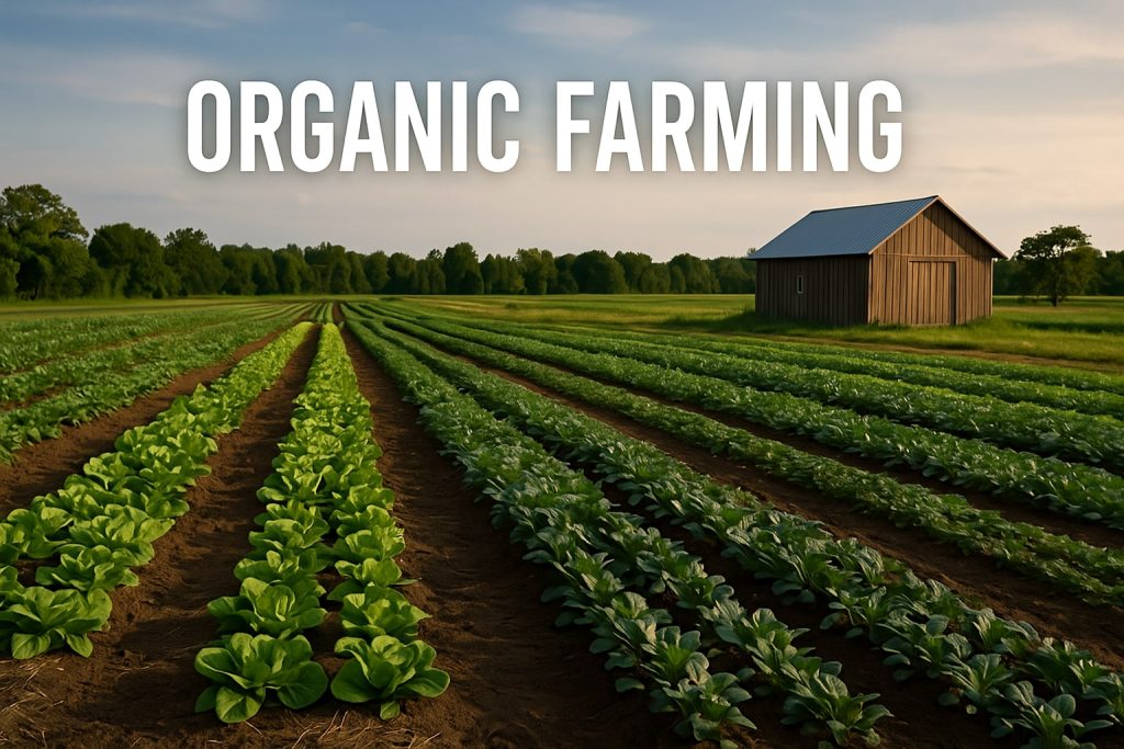 Organic Farming with lush green